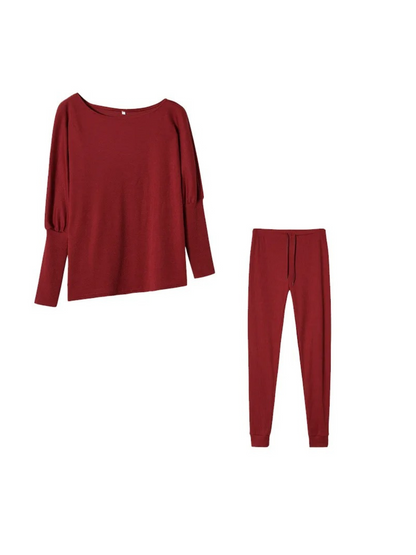 WW | Damen Hausanzug Modisches Off Shoulder Oberteil Und Leggings Satz