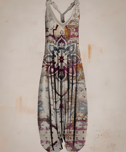 Merche ärmelloser Bohème-Jumpsuit mit Druckmotiv