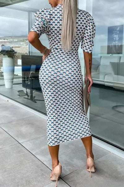 Elegantes Damen-Kleid mit V-Ausschnitt und einstufigem Rockteil