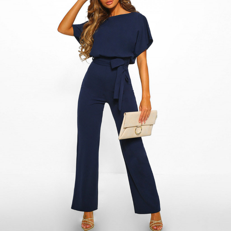 Merche einfarbiger Jumpsuit mit Knotengürtel
