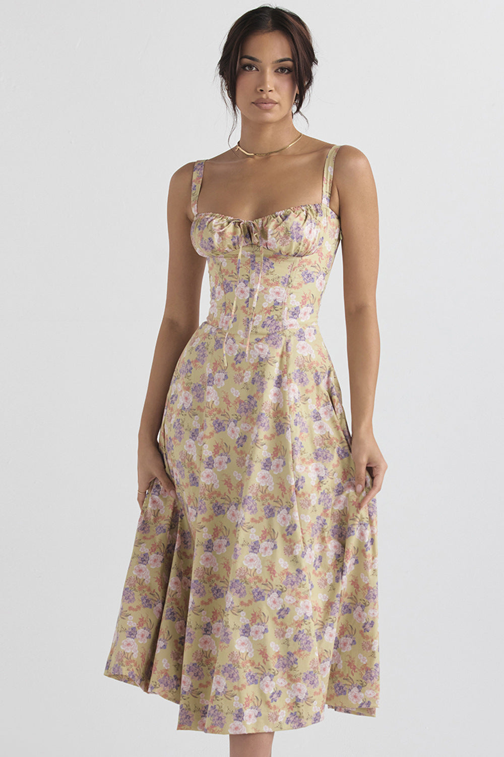 Zeitlos Neue Frauen Floral Print Kleid mit Riemen