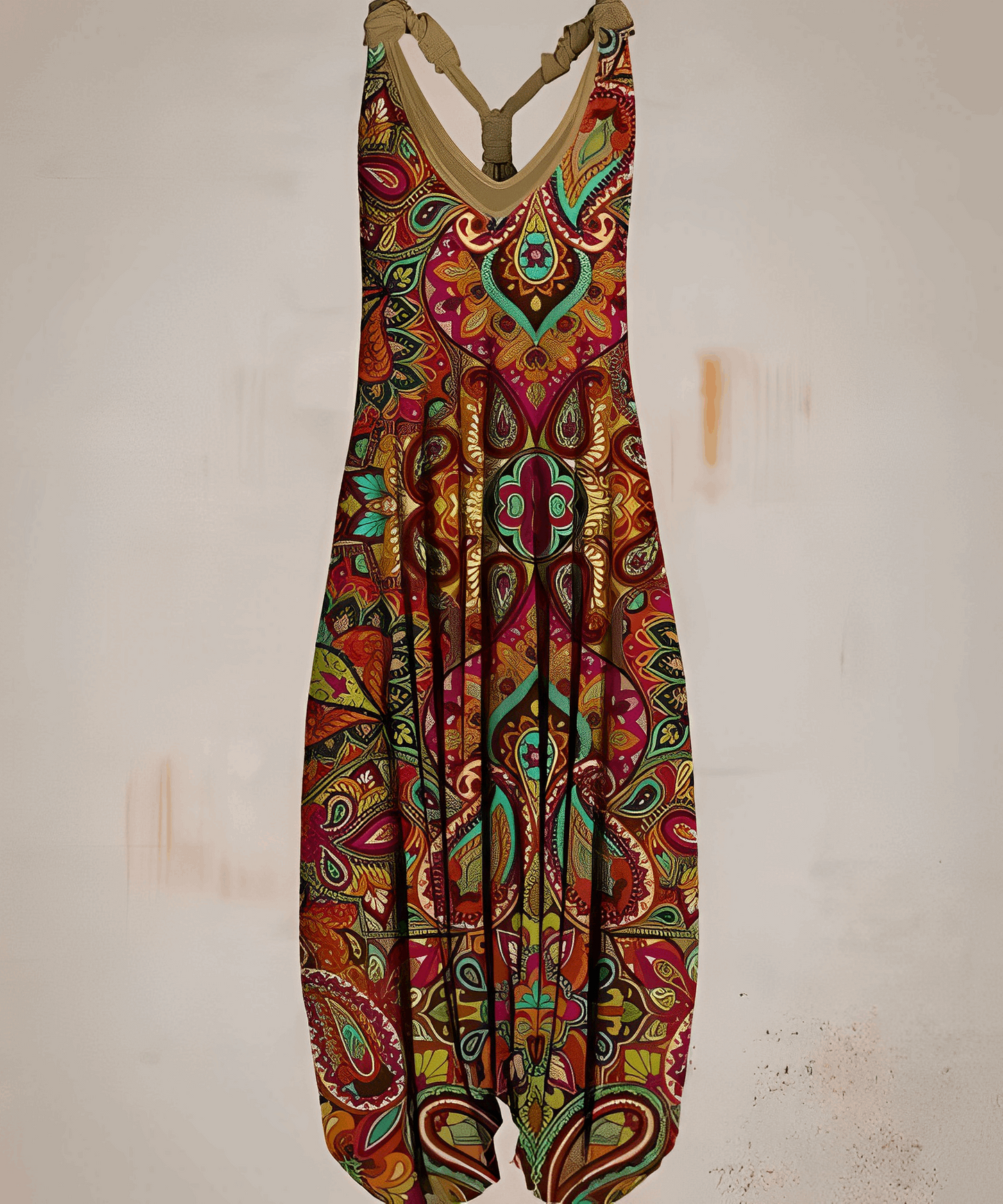 Merche ärmelloser Bohème-Jumpsuit mit Druckmotiv