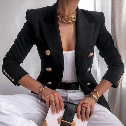 WW | Weinlese Mode Damen Blazer Mit Doppelter Reihenknöpfe
