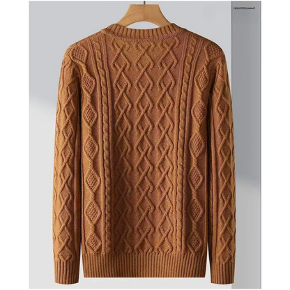 WW | Wollpullover Herren Mit V-ausschnitt Und Aufwendigem Strickmuster