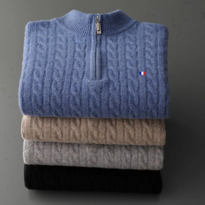 WW | Zopfstrick-Herrenpullover mit Reißverschluss, warm und stilvoll