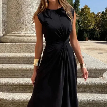 Damenmode Elegante Langarm Revers V-Ausschnitt Solide Farbe Party Maxikleid