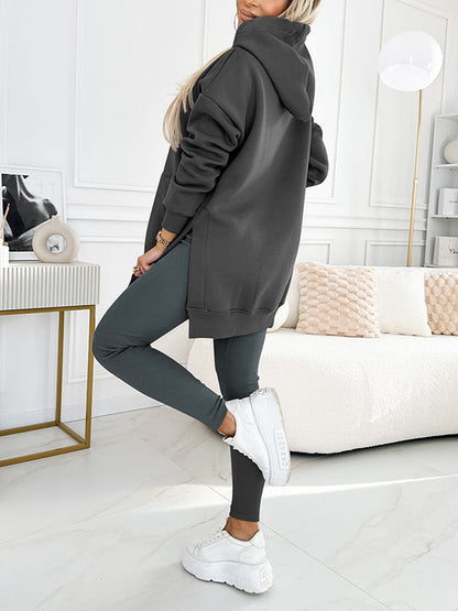 Merche Kapuzenpullover und gefütterte Leggings Zweiteiliges Set für Frauen in Übergröße