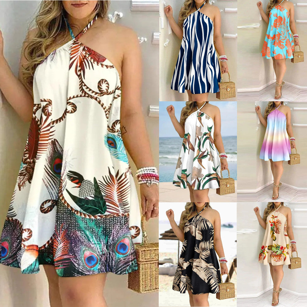 Vielseitig Off-Shoulder Hanging Neck Ärmelloses verführerisches Kleid