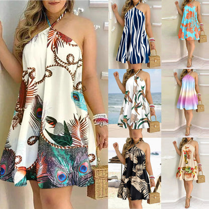 Vielseitig Off-Shoulder Hanging Neck Ärmelloses verführerisches Kleid