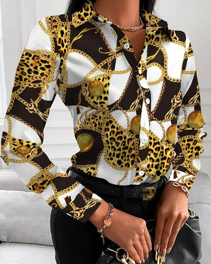Merche Business Style Damenbluse mit Button-Down-Drehkragen