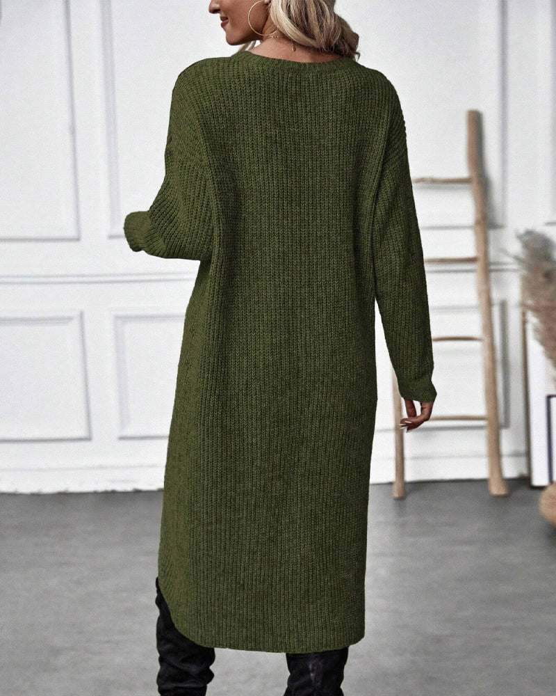 strick wickelkleid mit rundhalsausschnitt für damen | Eliza