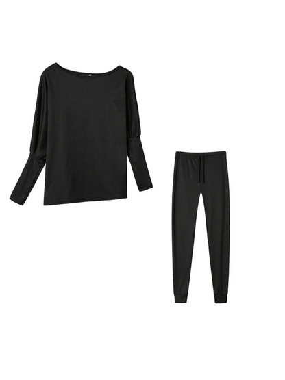 WW | Damen Hausanzug Modisches Off Shoulder Oberteil Und Leggings Satz