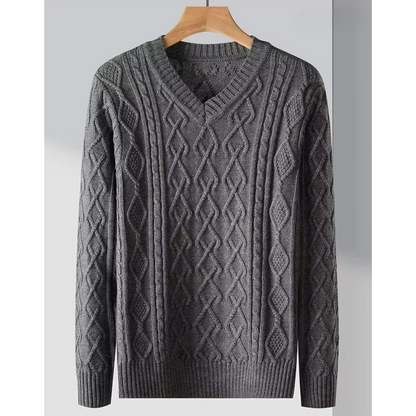 WW | Wollpullover Herren Eleganter V-ausschnitt Pullover Mit Struktur