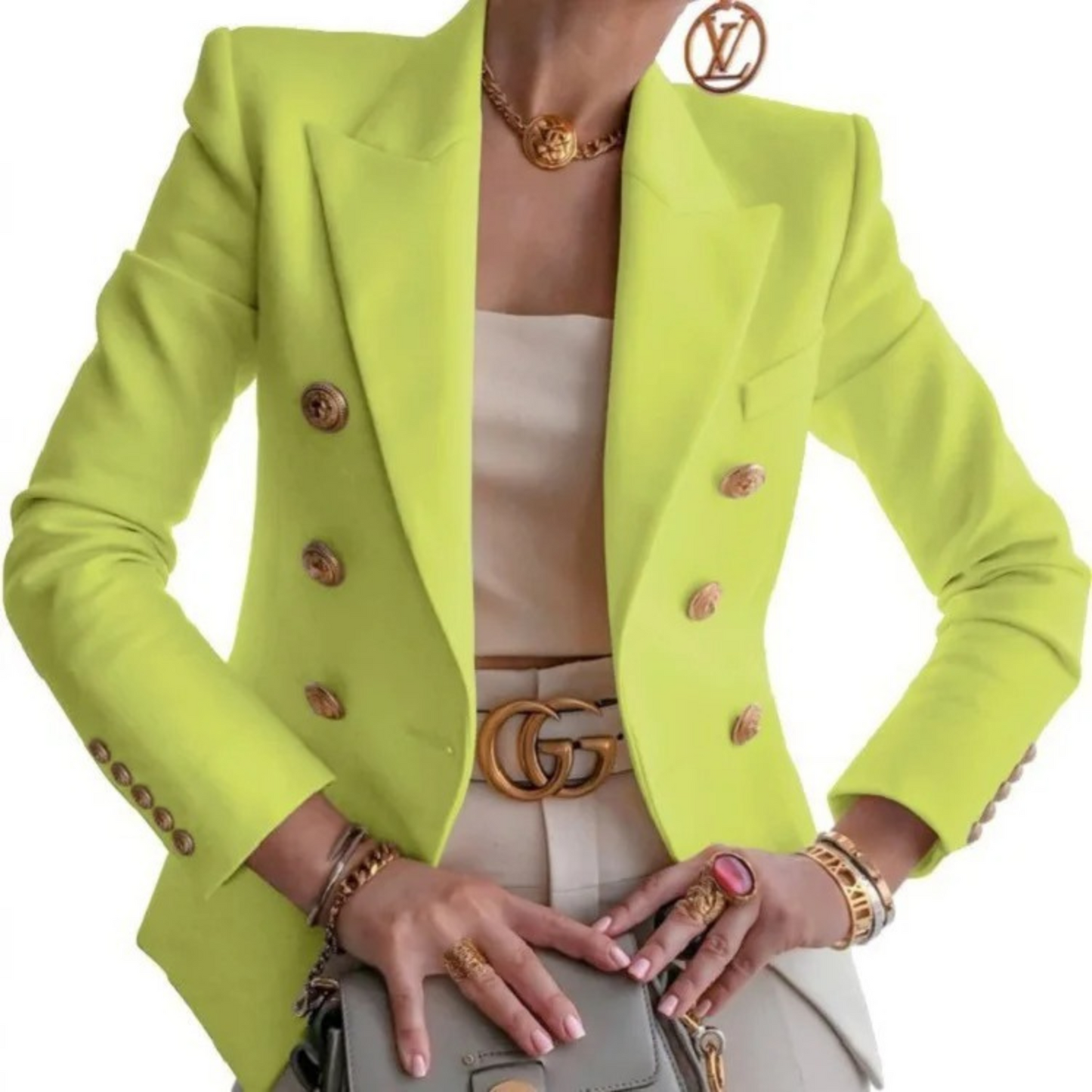 WW | Weinlese Mode Damen Blazer Mit Doppelter Reihenknöpfe