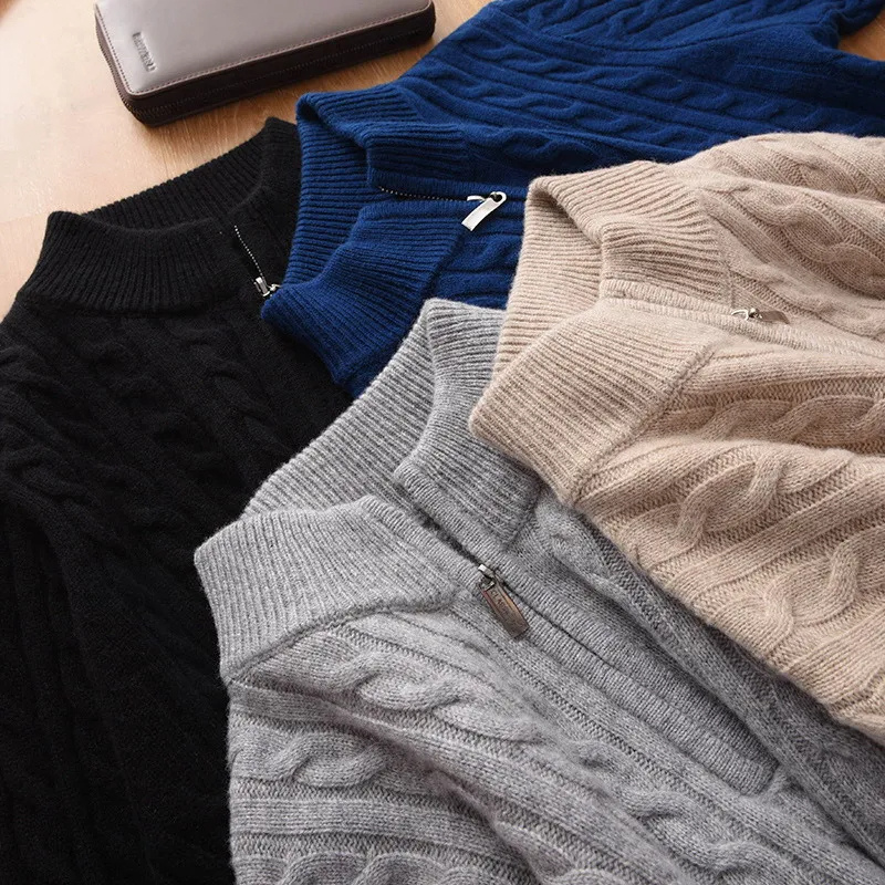 WW | Zopfstrick-Herrenpullover mit Reißverschluss, warm und stilvoll