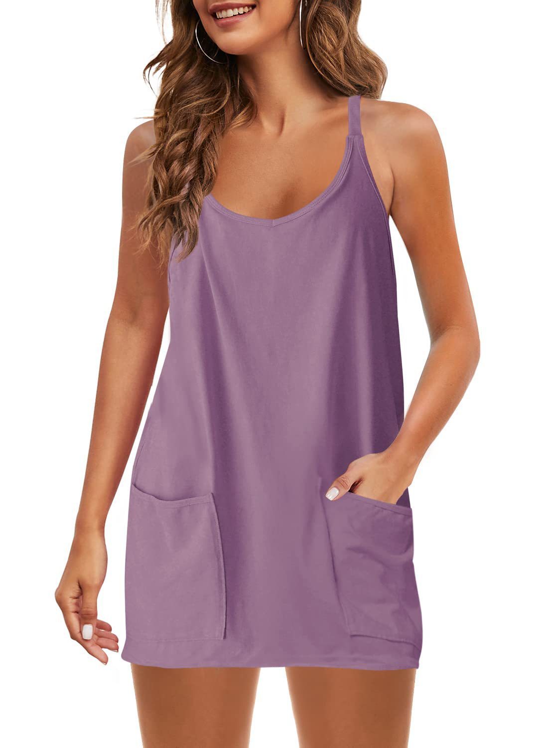 ExoDress™ - Solid Color Sleeveless Dress Sports Pocket