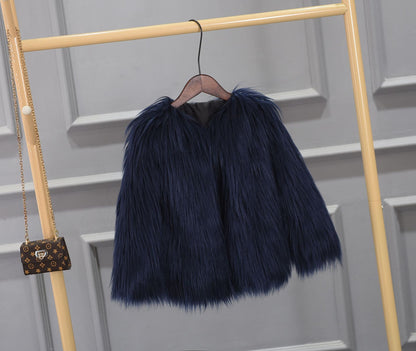 Damen Luxuriöser Kunstpelzjacke mit voluminösem Kragen Merchesia