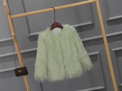 Damen Luxuriöser Kunstpelzjacke mit voluminösem Kragen Merchesia