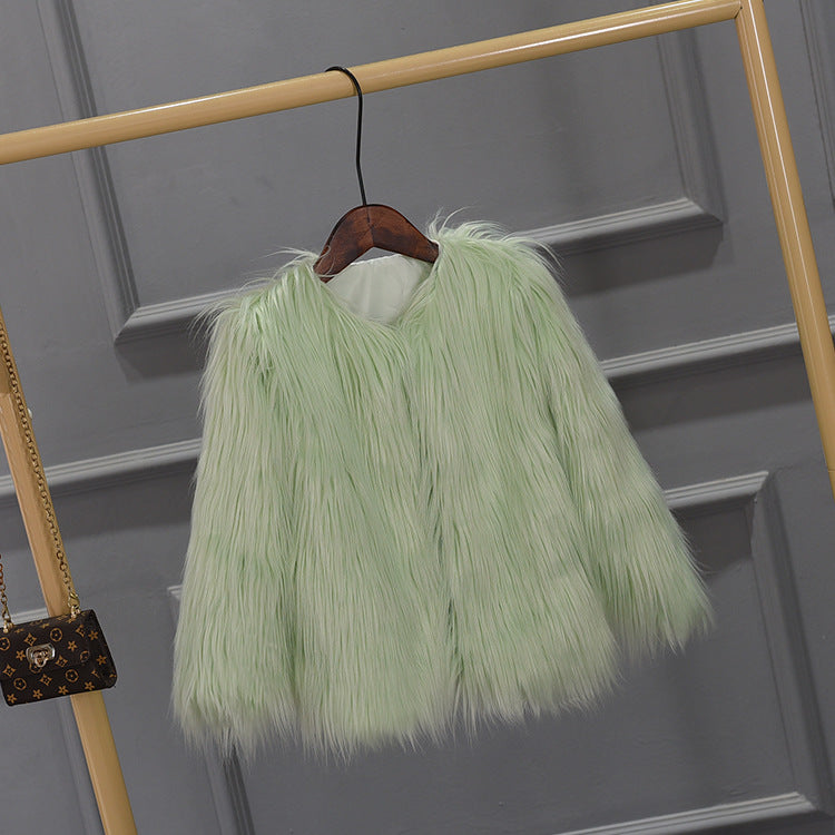 Damen Modische Kunstfelljacke mit voluminösem Schnitt Merchesia