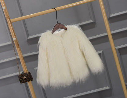 Damen Luxuriöser Kunstpelzjacke mit voluminösem Kragen Merchesia