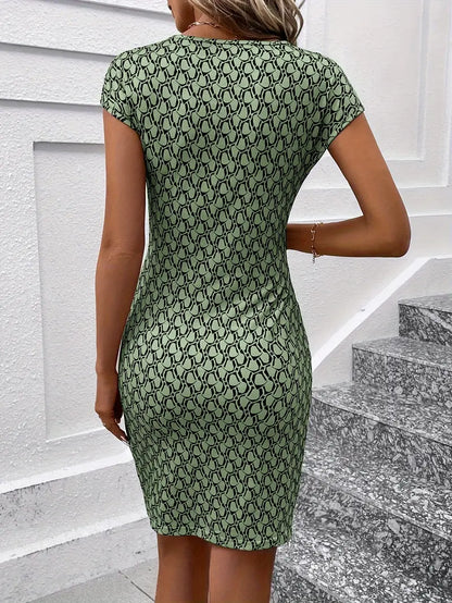 – elegantes kleid mit rundhalsausschnitt und allover-print