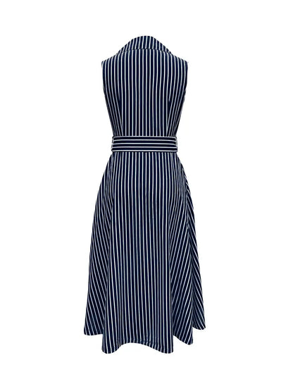– ärmelloses kleid mit streifendruck
