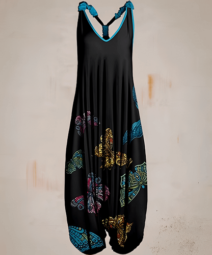 Merche ärmelloser Bohème-Jumpsuit mit Druckmotiv
