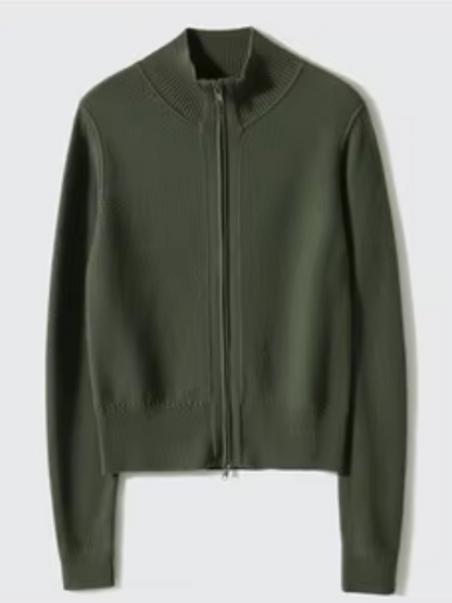 WW | Wollstrickjacke Damen Mit Reißverschluss Und Stehkragen, Schlichtes Design