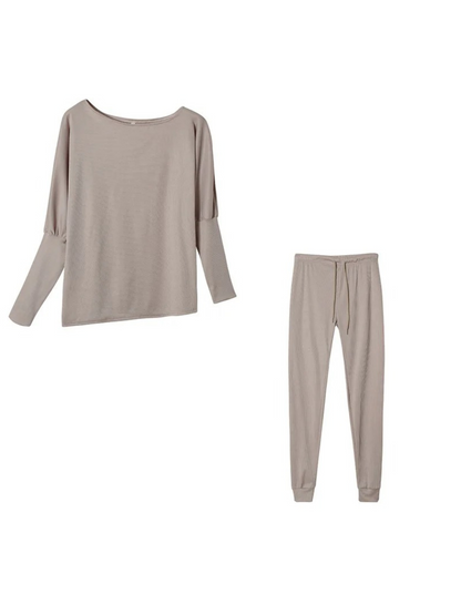 WW | Damen Hausanzug Modisches Off Shoulder Oberteil Und Leggings Satz
