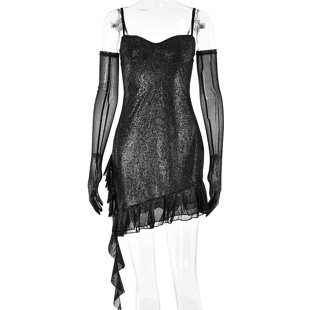 Mesh Hot Silber Sling Tube Top Kleid