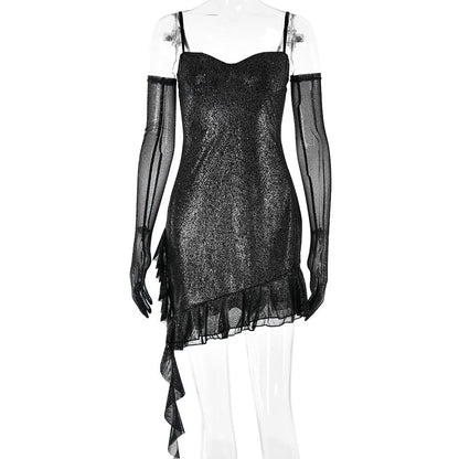 Mesh Hot Silber Sling Tube Top Kleid