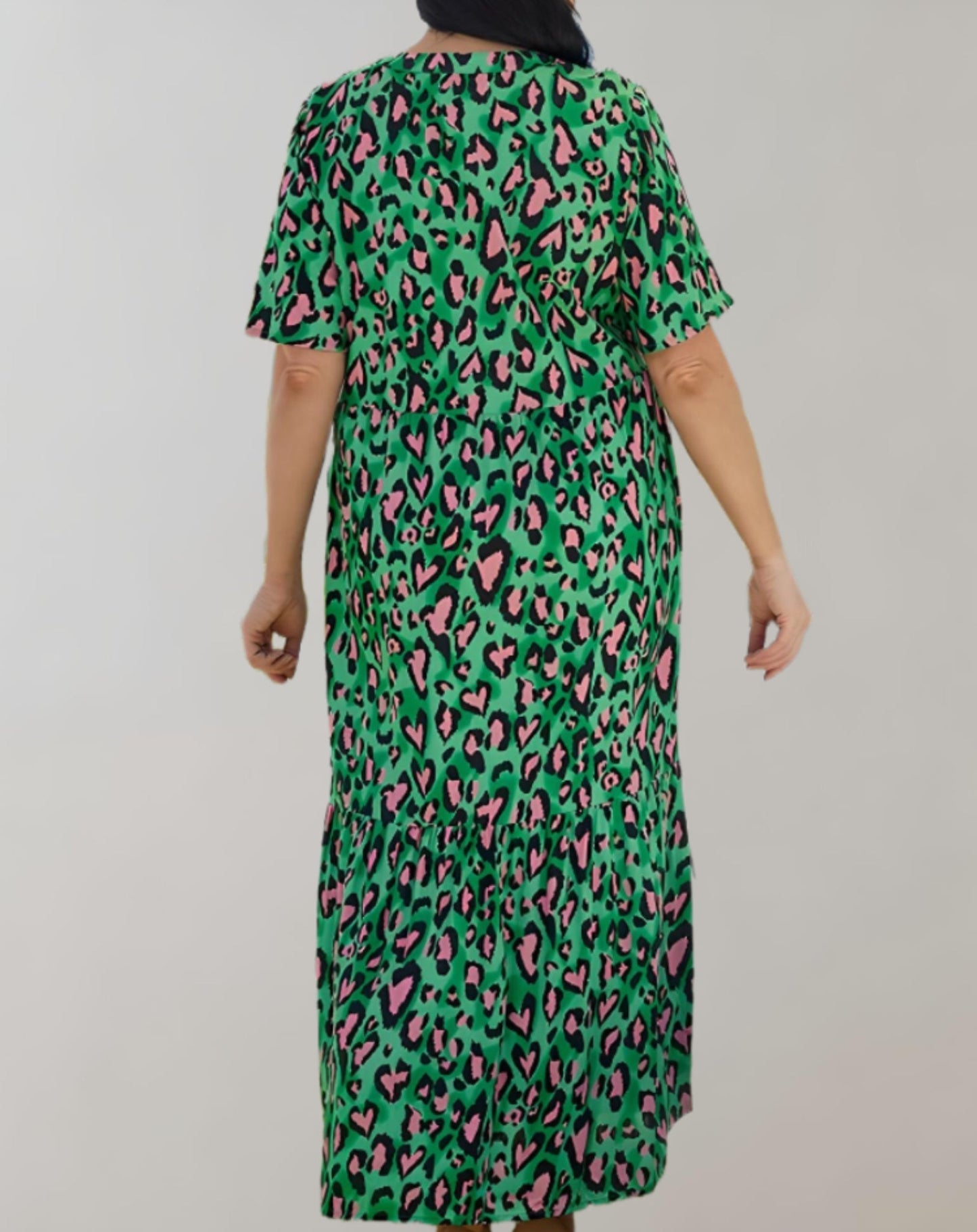 Maxikleid mit V-Ausschnitt und Leopardenmuster für Damen | Willow