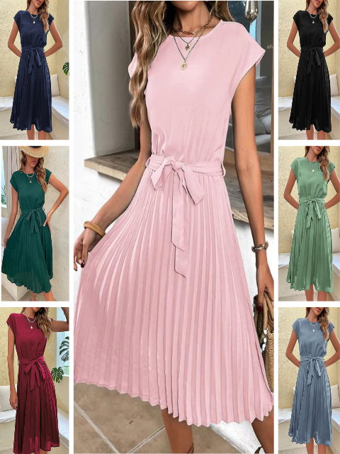 Minikleid mit kurzen Ärmeln und Falten