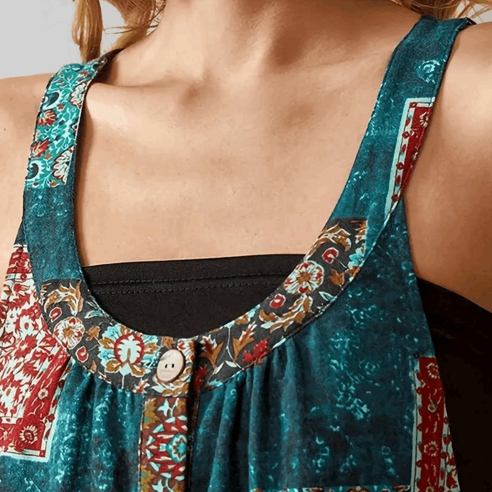 Merche ärmelloser Jumpsuit mit U-Ausschnitt