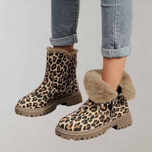 WW | Warme Damenstiefel Mit Leopardenmuster