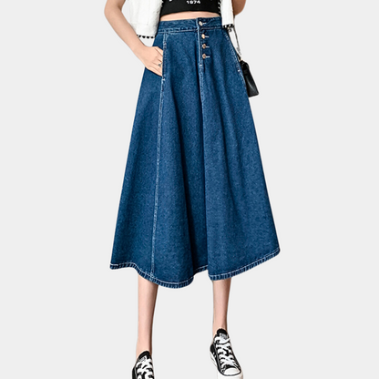 WW | Zeitloser Langer Denim Rock Für Damen