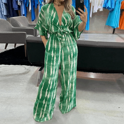 Merche Grün und Grau Lose Jumpsuit Set
