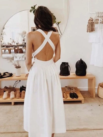 – Elegantes Midikleid mit gekreuztem Rücken