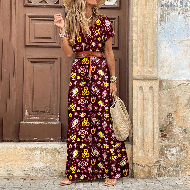 Merche Maxikleid im Vintage-Stil mit Laternenärmeln