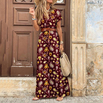 Merche Maxikleid im Vintage-Stil mit Laternenärmeln