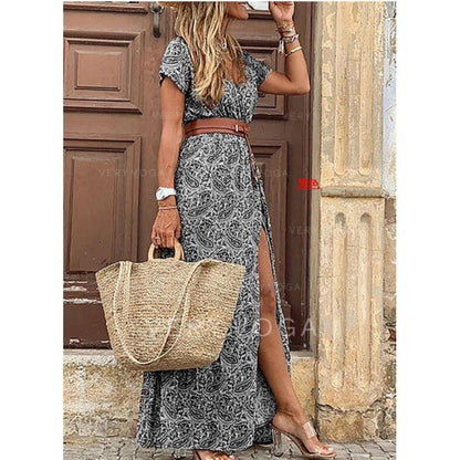 Merche Maxikleid im Vintage-Stil mit Laternenärmeln