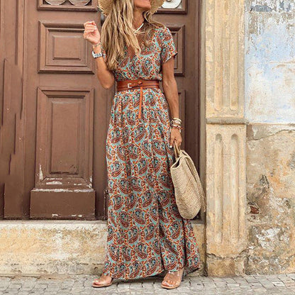 Merche Maxikleid im Vintage-Stil mit Laternenärmeln