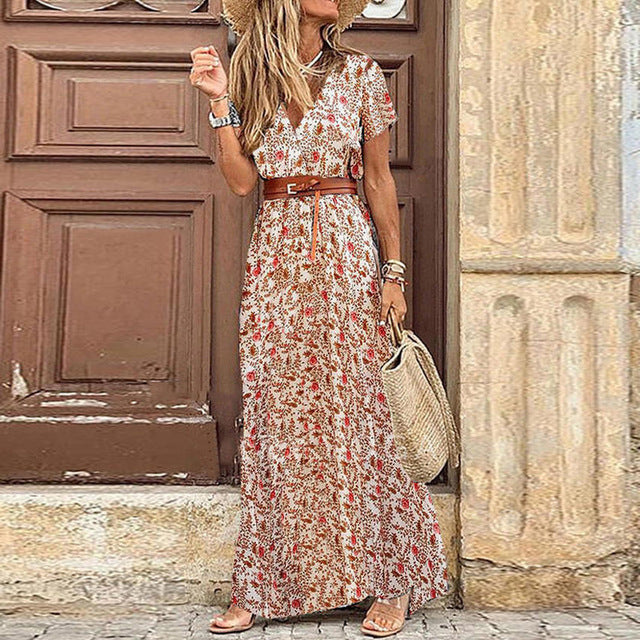 Merche Maxikleid im Vintage-Stil mit Laternenärmeln