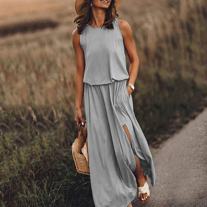 – entspanntes weißes maxikleid
