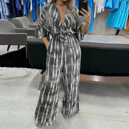 Merche Grün und Grau Lose Jumpsuit Set