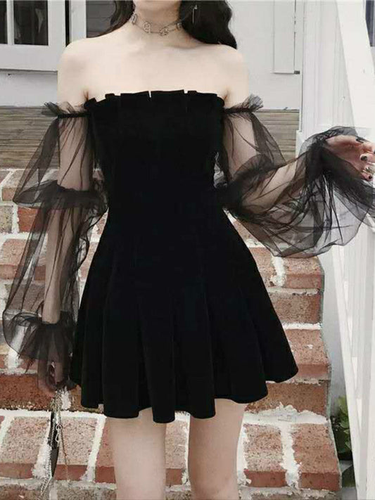 Damen  Retro Spitzen Chiffon Kleid