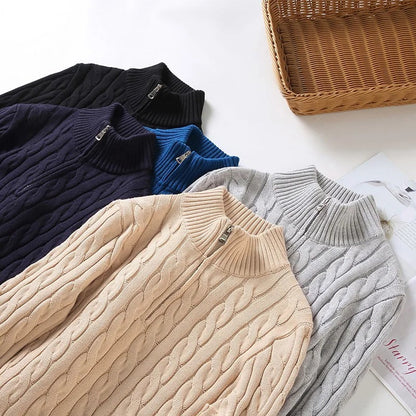 WW | Zopfstrickpullover Mit Reißverschluss
