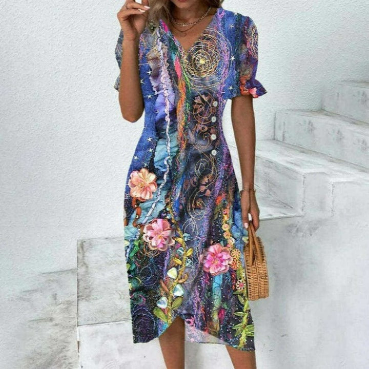 Elegantes geblümtes Damenkleid