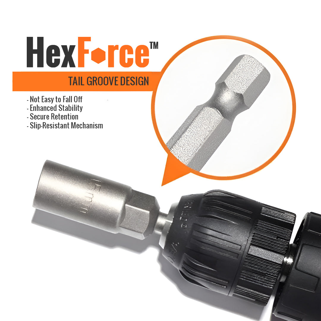 HexForce™ Extra tiefer Sechskant-Bit-Steckschlüssel-Bit-Satz für Schrauben und Muttern