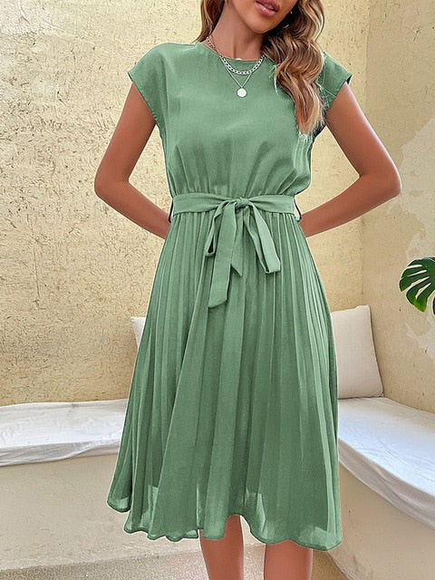 sommerkleid mit taillenband & fließender a-linie